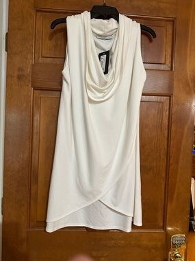 bryn Walker Cream Sleeveless Draped Cowl Tunic